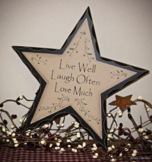 Live Laugh Love Wood Star Sign Antique Country Home Wall Decor