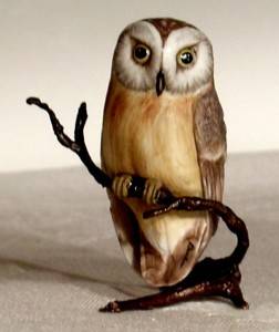 Boehm Porcelain Bronze Sawwhet Saw Whet Owl Figurine
