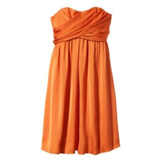 TEVOLIO Womens Plus Size Satin Strapless Dress   Florida Mango   24W