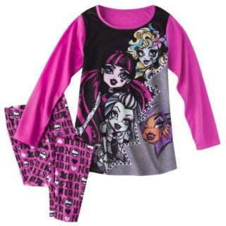 Monster Chic Girls Long Sleeve Pajama Set   Fuchsia 8