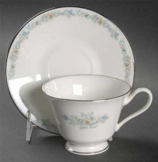 Oxford (Div of Lenox) May Morn Footed Cup & Saucer Set, Fine China Dinnerware  
