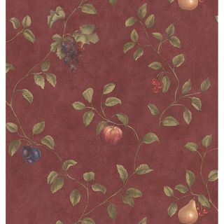Brewster Red Fruit Trail Wallpaper (RedDimensions 20.5 inches wide x 33 feet longBoy/girl/neutral NeutralTheme TraditionalMaterials Solid sheet vinylCare instructions ScrubbableHanging instructions Pre pastedRepeat 21 inchesMatch Drop )