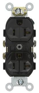 Leviton CR20E Electrical Outlet, Duplex Receptacle, 20A Commercial Grade with Self Grounding Clip Black