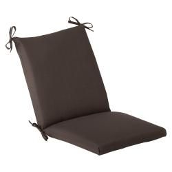 Pillow Perfect Outdoor Brown Square Chair Cushion (Brown Materials: PolyesterFill: 100 percent virgin polyester fiber fillClosure: Sewn seam Weather resistant UV protection: Care instructions: Spot clean onlyDimensions: 36.5 inches long x 18 inches wide x