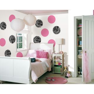 Wall Pops Go Wild Zebra And Flirt Pink Dots Wall Decal Set (MultiShape: CircularDimensions (each): 13 inches high x 13 inches wideBoy/Girl/Neutral: GirlTheme: Animal printMaterials: VinylCare instructions: Wipe with a damp clothIncludes: Eight (8) zebra d