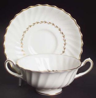 Royal Doulton Adrian Footed Cream Soup Bowl & Saucer Set, Fine China Dinnerware