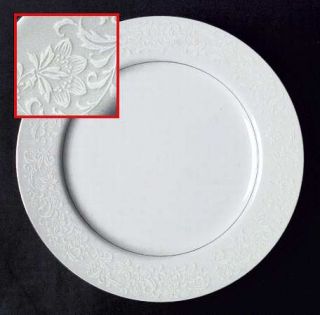 Towne House Illusion Dinner Plate, Fine China Dinnerware   White Floral Design O