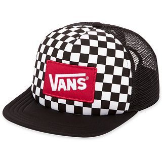 vans checkered trucker hat