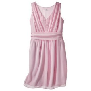 TEVOLIO Womens Plus Size Chiffon V Neck Pleated Dress   Pink Lemonade   16W