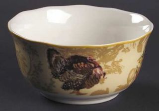 222 Fifth (PTS) Harvest Coupe Cereal Bowl, Fine China Dinnerware   Gold Landscap