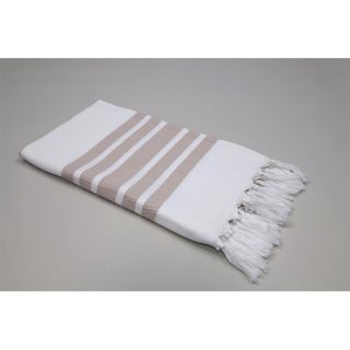 Authentic Pestemal Fouta Striped Tan And White Turkish Cotton Bath/ Beach Towel