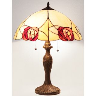 Tiffany style Scalloped Rose Table Lamp
