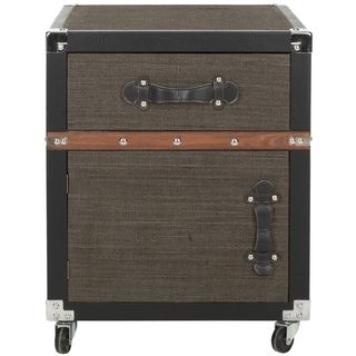 Safavieh Joel Brown Rolling Console Chest (BrownMaterials: Iron and Linen FabricDimensions: 24.4 inches high x 18.9 inches wide x 18.9 inches deepThis product will ship to you in 1 box.Furniture arrives fully assembled )
