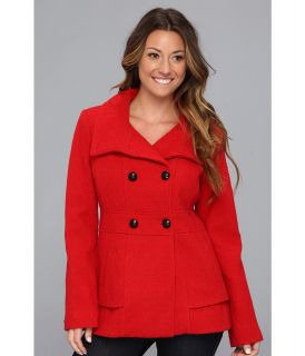 Jessica Simpson Short Double Breasted Coat Womens Coat (Red)