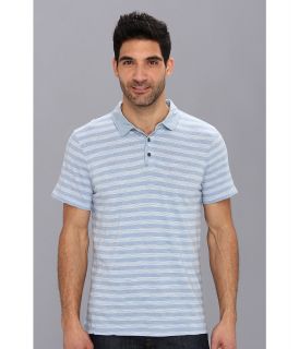 Calvin Klein Jeans Heather Stripe 1 Pocket Polo Mens Short Sleeve Pullover (Blue)