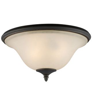 Z lite 2 light Bronze Flush Mount (Metal, glassNumber of lights: Two (2)Requires two (2) 60 watt bulbs (not included)Dimensions: 7.25 inches high x 14 inches wide ImportedThis fixture does need to be hard wired. Professional installation is recommended.)