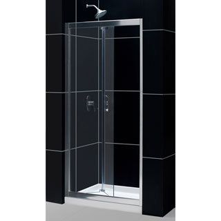 Dreamline Butterfly 34 35.5x72 inch Frameless Bi fold Shower Door (Tempered Glass, AluminumOptional SlimLine shower base and backwalls availableIntended use: IndoorTempered glass ANSI certifiedAssembly requiredProduct Warranty:Limited 5 (five) year manufa