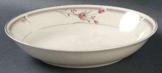 Sango Heather Coupe Soup Bowl, Fine China Dinnerware   Taupe Band,Pink Floral,Gr