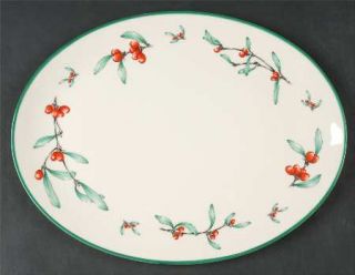 Gorham Homecoming 13 Oval Serving Platter, Fine China Dinnerware   Red Berries,