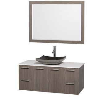 Wyndham Collection Amare 48 inch Grey Oak/ White Top/ Granite Sink Vanity Set