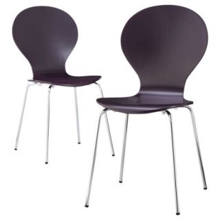 Dining Chair: Modern Stacking Chair Plum   Set of 2