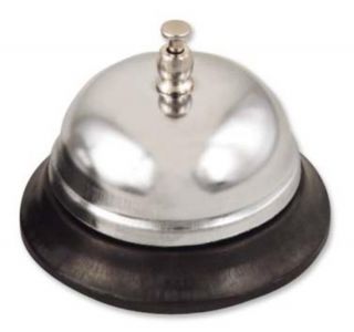 Browne Foodservice Call Bell, 3 in Diameter, Nickel Plated Bell, Plastic Base