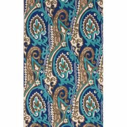 Nuloom Handmade Modern Ikat Blue Rug (76 X 96) (MultiPattern: FloralTip: We recommend the use of a non skid pad to keep the rug in place on smooth surfaces.All rug sizes are approximate. Due to the difference of monitor colors, some rug colors may vary sl