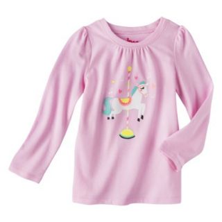 Circo Infant Toddler Girls Long sleeve Carosel Horse Tee   Pink 18 M