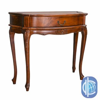 International Caravan Windsor Hand carved One Drawer Wood Hall Table (Walnut stain Material: HardwoodProduct dimensions: 30 inches high x 34 inches wide x 15 inches deepSome Assembly required HardwoodProduct dimensions: 30 inches high x 34 inches wide x 1