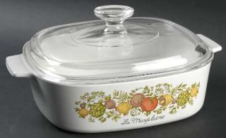 Corning Spice Of Life 2 Qt Sq. Covered Casserole W/Glass Or Plastic Lid, Fine Ch