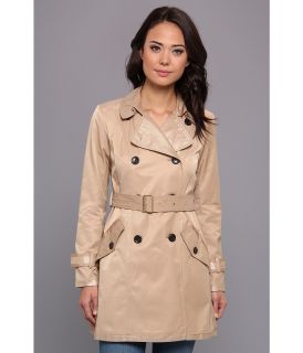Vince Camuto Double Breasted Shimmer Trench Womens Coat (Gold)