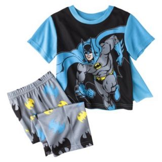 Batman Toddler Boys 2 Piece Short Sleeve Pajama Set w/ Cape   Blue 4T