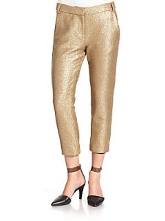 Metallic Cotton Pants   Gold