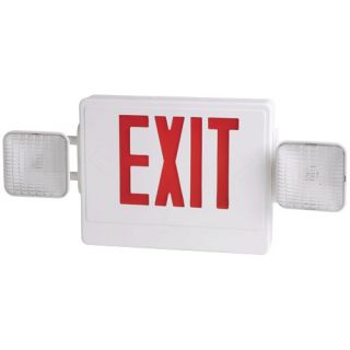 Elco Lighting EE97HR Combo Emergency Exit Lighting Sign White Box with Red Lettering
