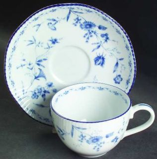 Noritake Regis Blue Flat Cup & Saucer Set, Fine China Dinnerware   Impromptu, Bl