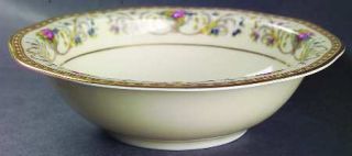 Baronet Duchess Rim Cereal Bowl, Fine China Dinnerware   Mustard Band,Floral Vas