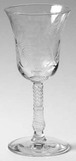 Rock Sharpe Blossoms Wine Glass   Stem #3007, Cut
