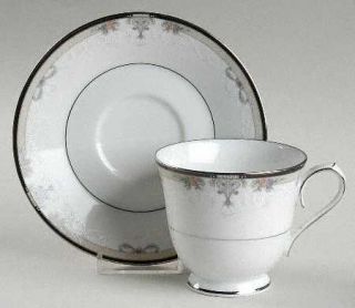 Noritake Park Suite Footed Cup & Saucer Set, Fine China Dinnerware   Gray Vases