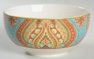 222 Fifth (PTS) Demure Turquoise Soup/Cereal Bowl, Fine China Dinnerware   Flora
