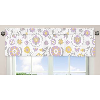 Sweet Jojo Designs Suzanna Window Valance (Lavender/white/grey/yellowCoordinates with all pieces of the matching Sweet Jojo Designs setsGender: GirlMaterials: 100 percent cottonDimensions: 15 inches high x 84 inches wideThe digital images we display have 