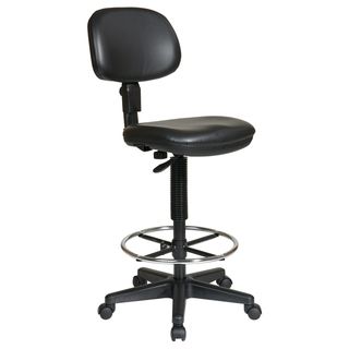 Office Star Products Work Smart Sculptured Vinyl Armless Drafting Chair (Black Weight capacity: 250 pounds Dimensions: 49.5 inches high x 19.5 inches wide x 23.5 inches deep Seat size: 18 inches wide x 17 inches deep x 2.5 inches tall Back size: 16 inches