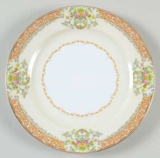 Noritake Mystery #56 Salad Plate, Fine China Dinnerware   Tan Border, Floral Urn