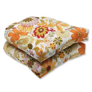 Pillow Perfect Outdoor Gaya Multi Wicker Seat Cushion (set Of 2) (Red/orange/green/off whiteClosure: Sewn seam closureUV Protection: Yes Weather Resistant: Yes Care instructions: Spot clean or hand wash Dimensions: 19 inches long x 19 inches wide x 5 inch