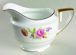 Noritake Phyllis Creamer, Fine China Dinnerware   Multicolor Flowers Rim And Cen