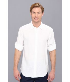 Elie Tahari Steve Linen Shirt J31E0504 Mens Long Sleeve Button Up (White)