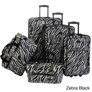 American Flyer Animal Print 5 piece Luggage Set (Giraffe brown, leopard, zebra blackMaterials: Polyester, metal, plasticPockets: Zippered mesh pocket and shoe pockets in upright lids for maximum organizationWeight: 28 inch upright (7.8 pound), 24 inch upr