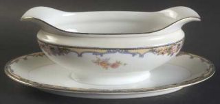 Noritake Oxford Gravy Boat with Attached Underplate, Fine China Dinnerware   Yel