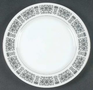 Fashion Royale Madrid Bread & Butter Plate, Fine China Dinnerware   Black Scroll