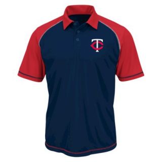 MLB Mens Minnesota Twins Synthetic Polo T Shirt   Navy/Red (S)
