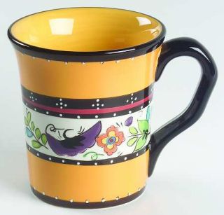 Tabletops Unlimited Kashmir Mug, Fine China Dinnerware   Multicolor Bands, Flora